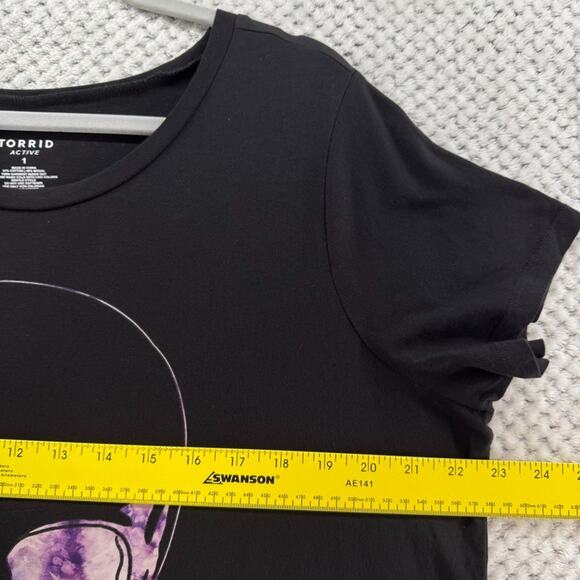 Torrid Active Top Plus 1 1X Black Skull Crew Neck Short Sleeves Soft Stretch - Picture 7 of 7
